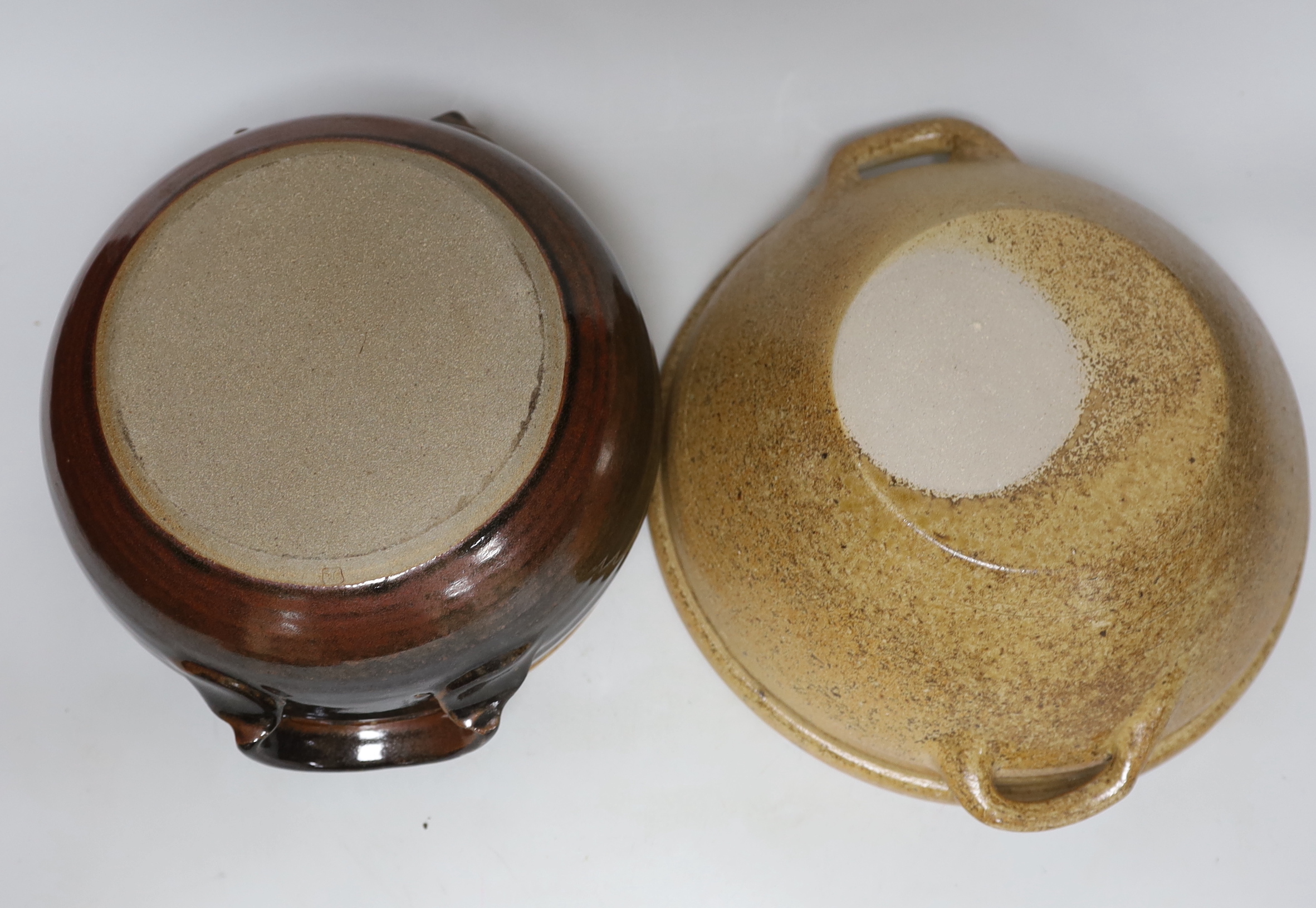 A group of stoneware items, studio pottery, including a mixing bowl by Richard Batterham